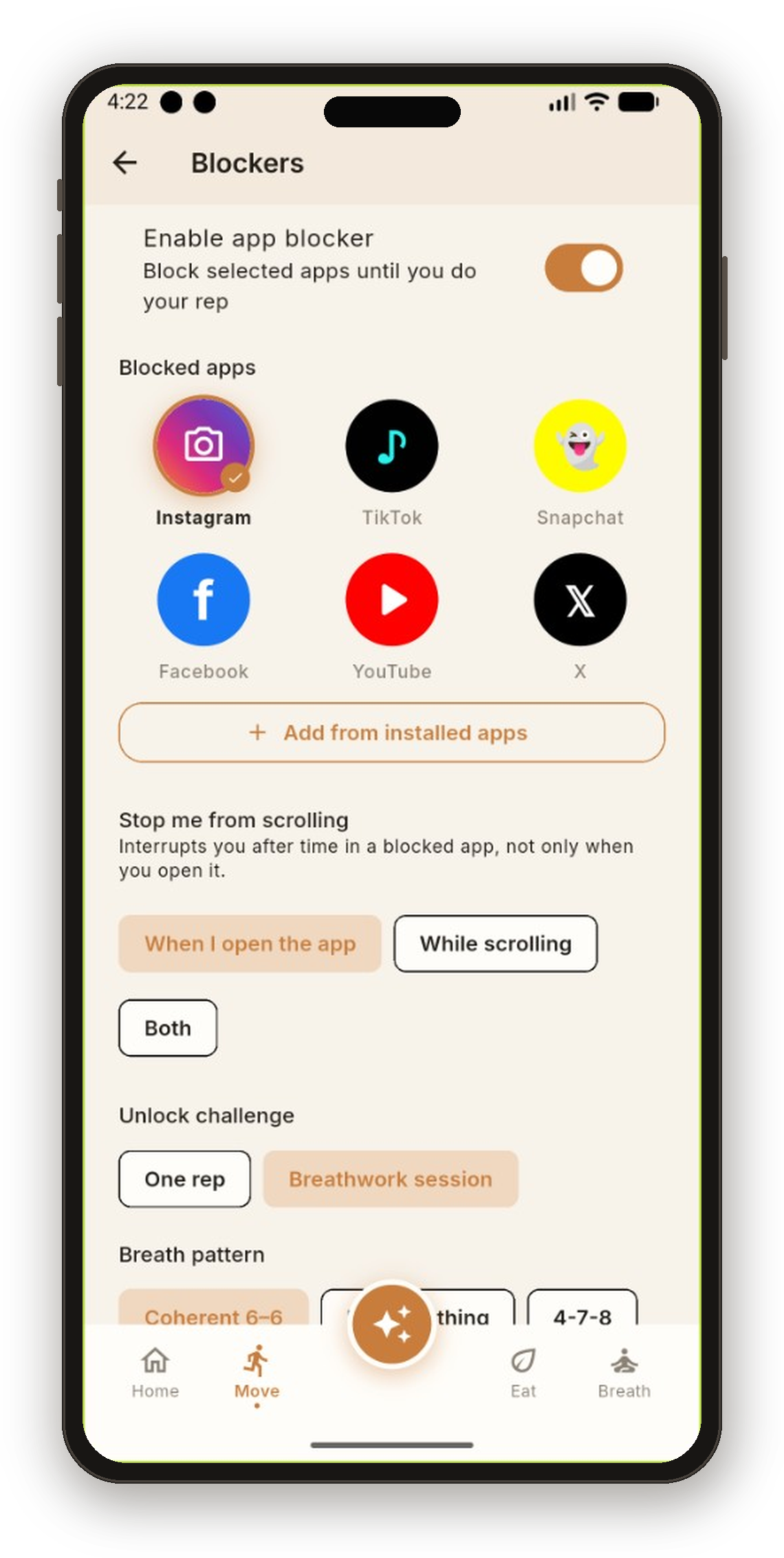 Scroll blocker