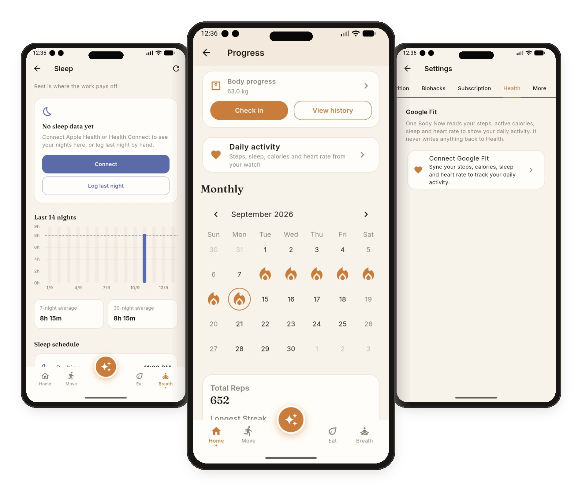 Progress, activity and sleep in one place